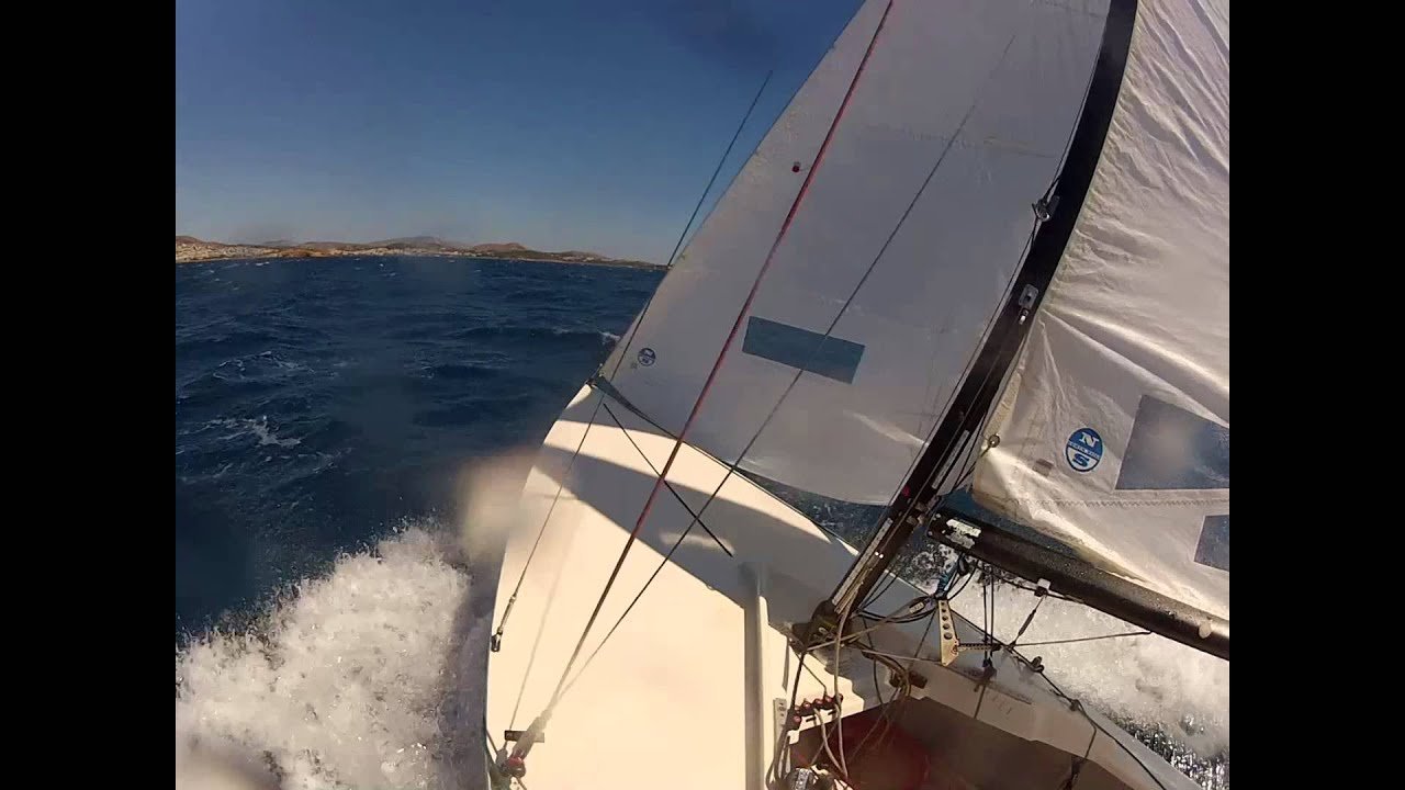 Lightning Class boat sailing in 25+ knots wind force