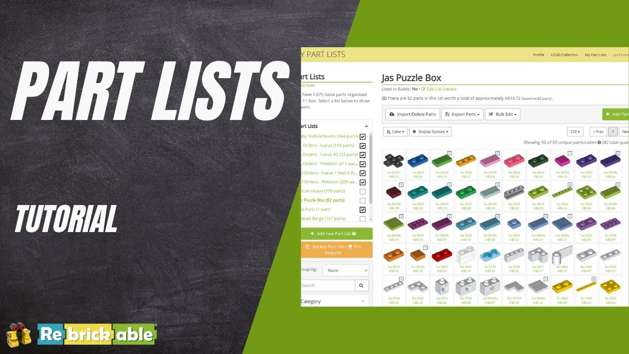 Part Lists - Rebrickable Tutorial