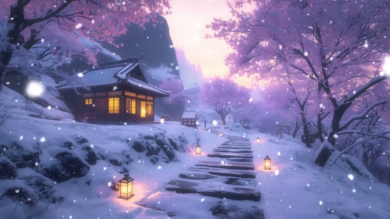 Quiet Winter Sunset in Japan 🌅 Gentle Piano Ambience for Study & Relax