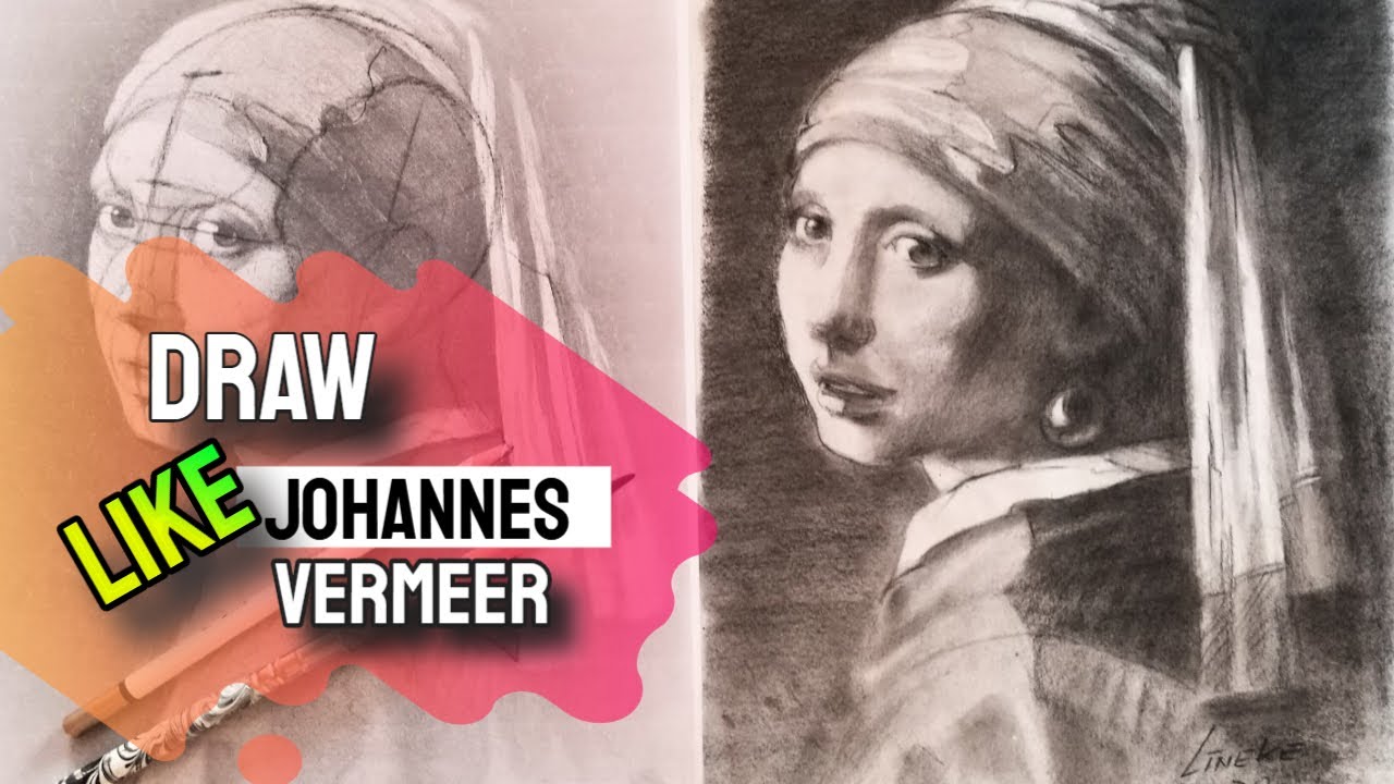 How to draw the Girl with the Pearl Earring - Johannes Vermeer in charcoal How to Draw