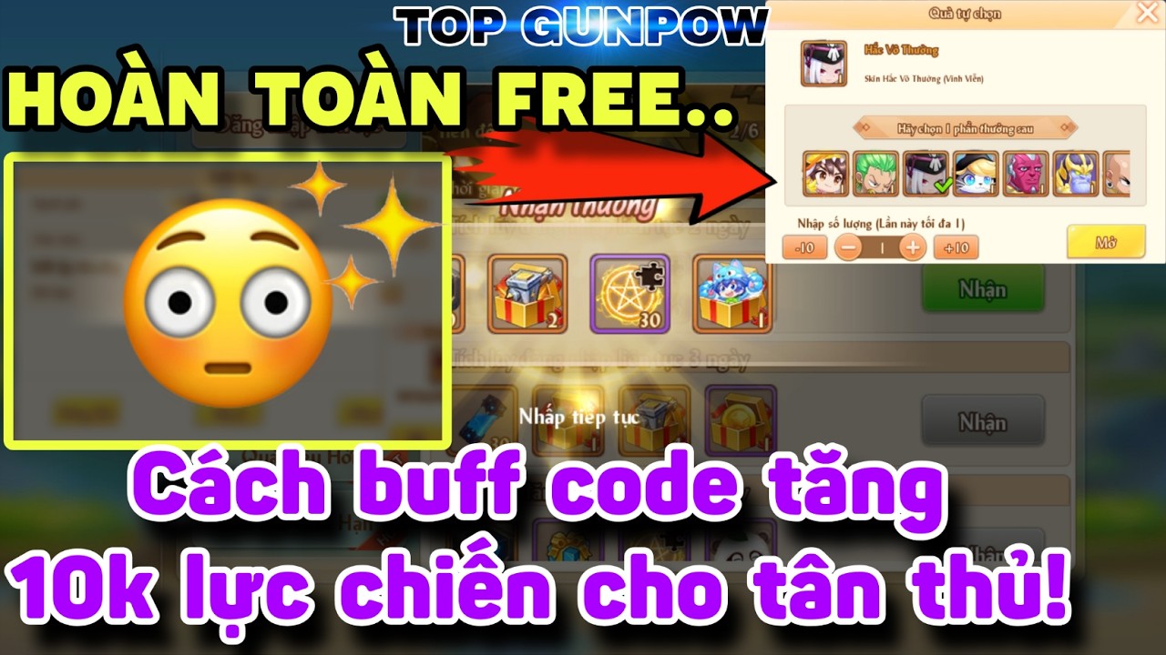 [Top Gunpow] Cách buff code tăng 10k lực chiến cho tân thủ. Đập free hộp quà ảo hóa!