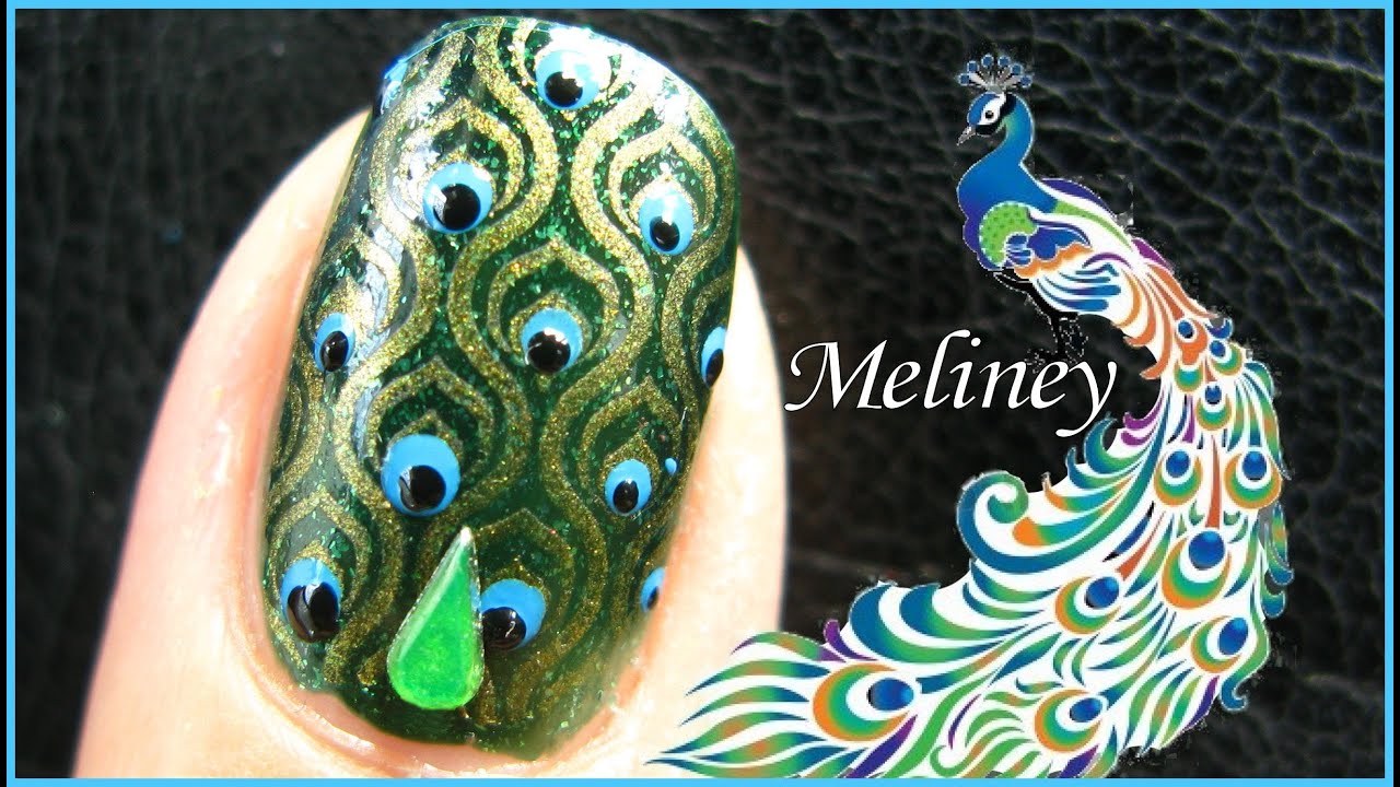 KONAD STAMPING NAIL ART | EMERALD PEACOCK NAILS DESIGN - Green Tutorial Fashion Easy Simple