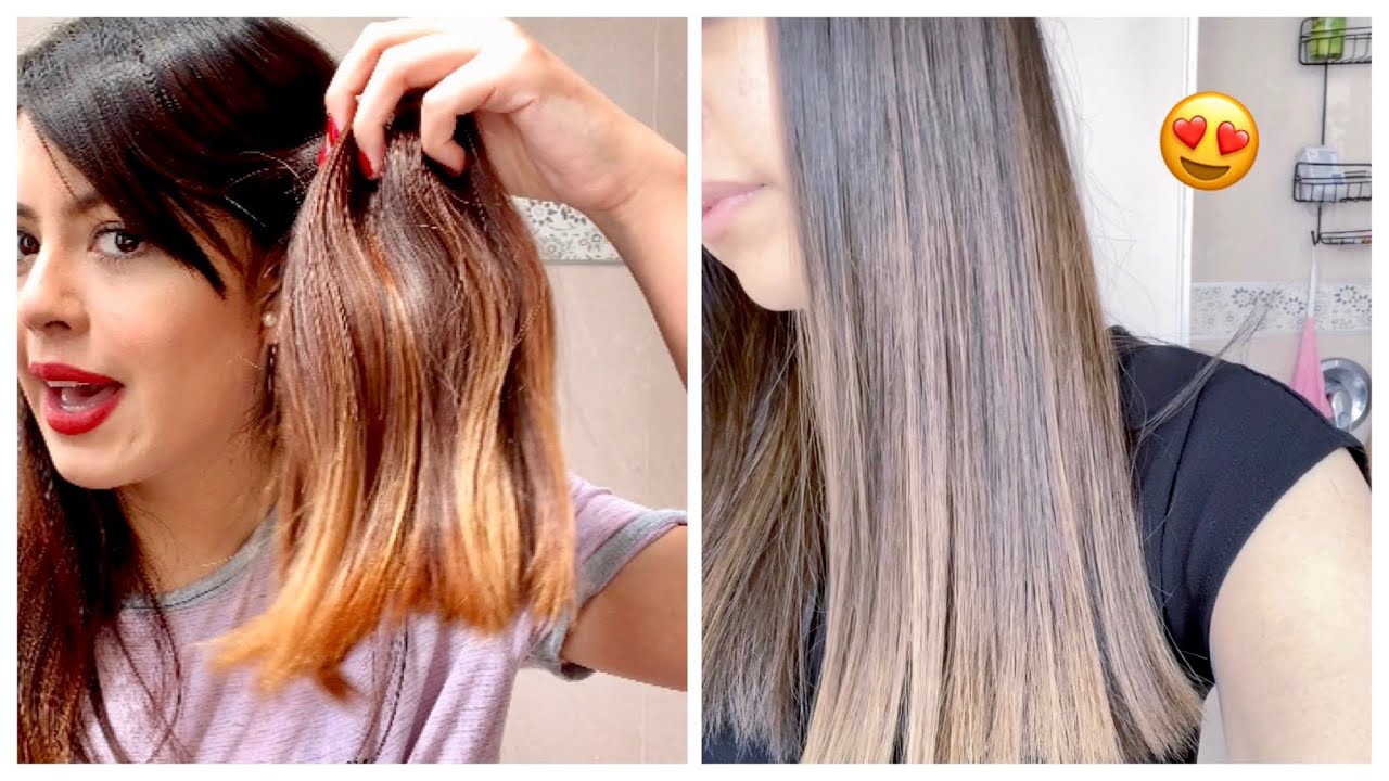 Como matizar el CABELLO NARANJA en casa + Retoque de mechas balayage con gorro🧡