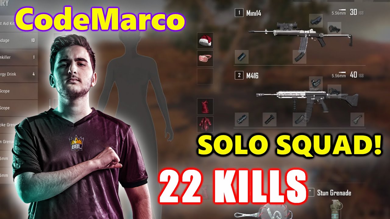 BBL CodeMarco - 22 KILLS - SOLO SQUAD! - M416 + Mini14 - PUBG