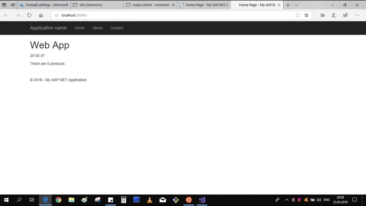 Connect web application to azure sql server database