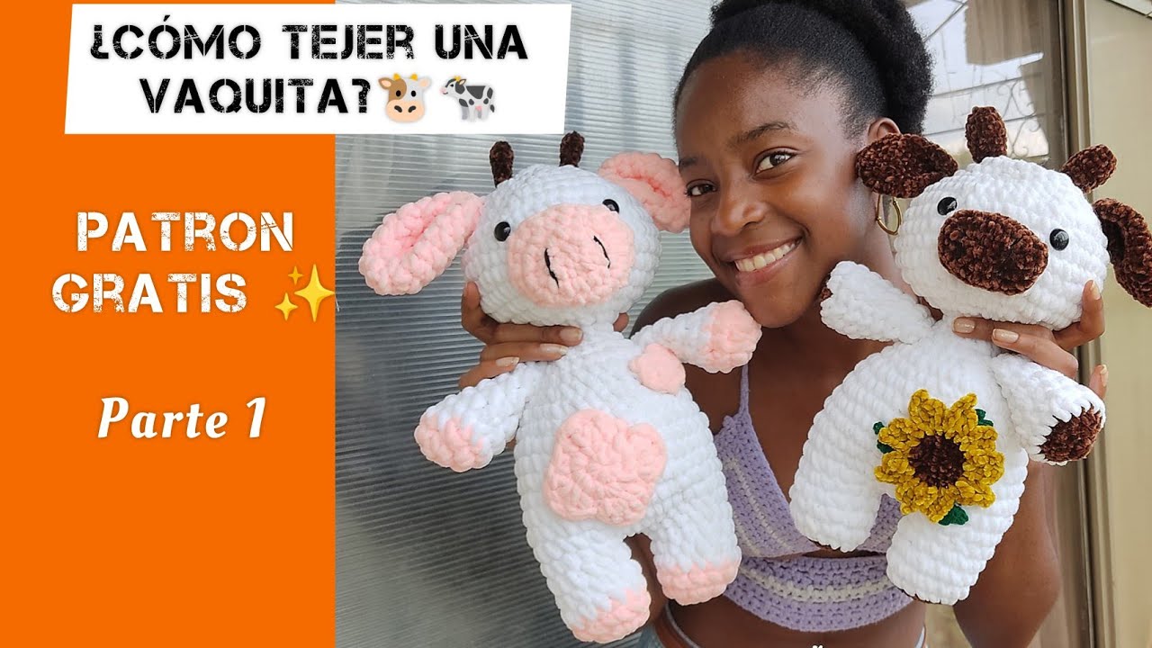 [PASO A PASO] cómo TEJER una  Vaquita PATRÓN Gratis/ Fácil y Sencillo a Crochet en hilo terciopelo 🐮