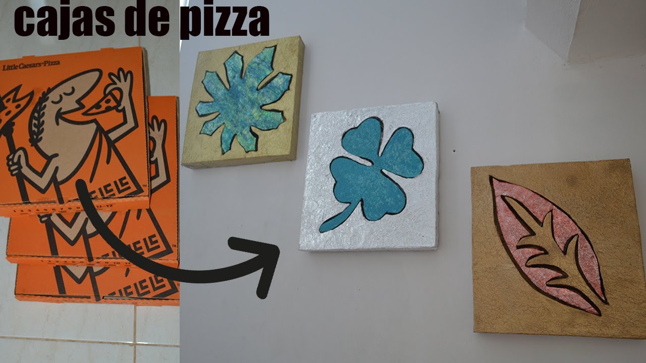 CUADROS DECORATIVOS MODERNOS HECHOS CON CAJAS DE PIZZA-CUADROS TRIPTICOS