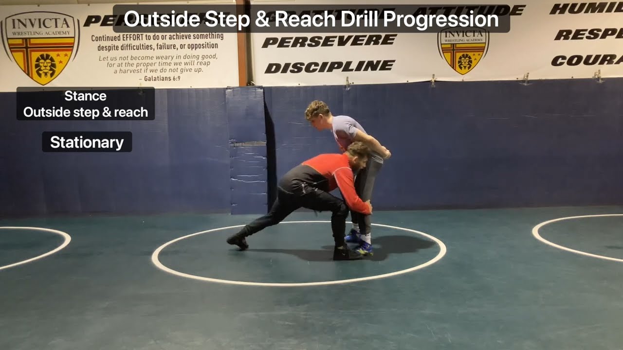 how to shoot in wrestling | outside step and reach drills.