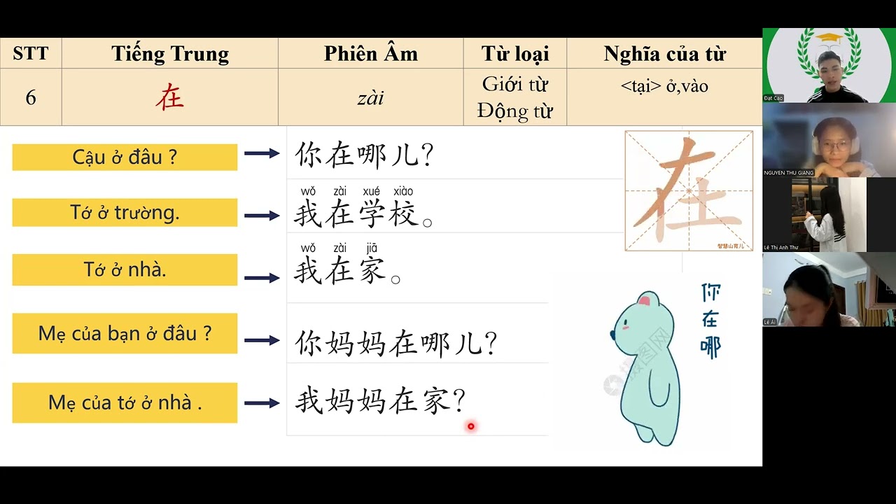 HSK 1 lớp 4004 BUỔI 12