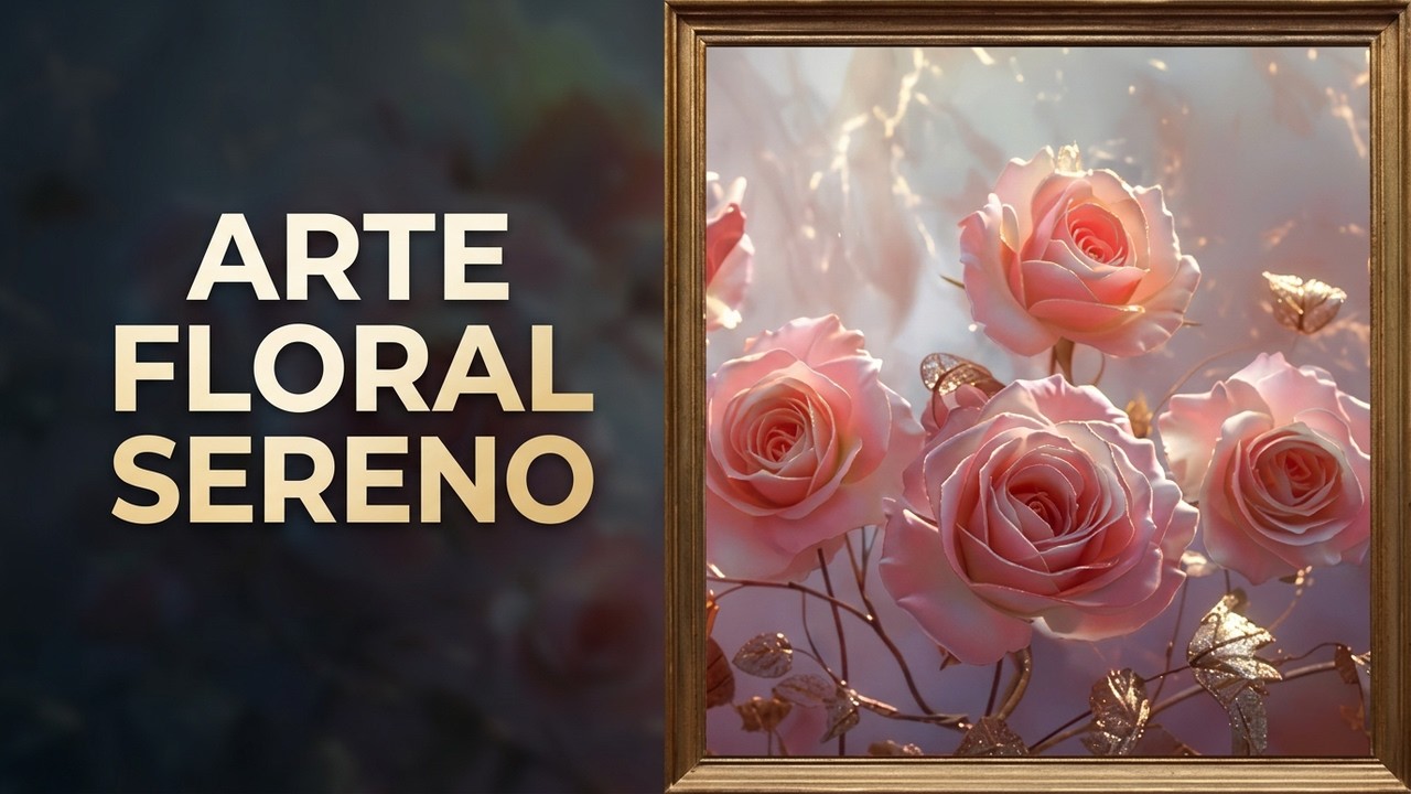 Rosas con Brillo Dorado 4K | Arte Floral Pastel Sereno | Pantalla Estática Sin Música