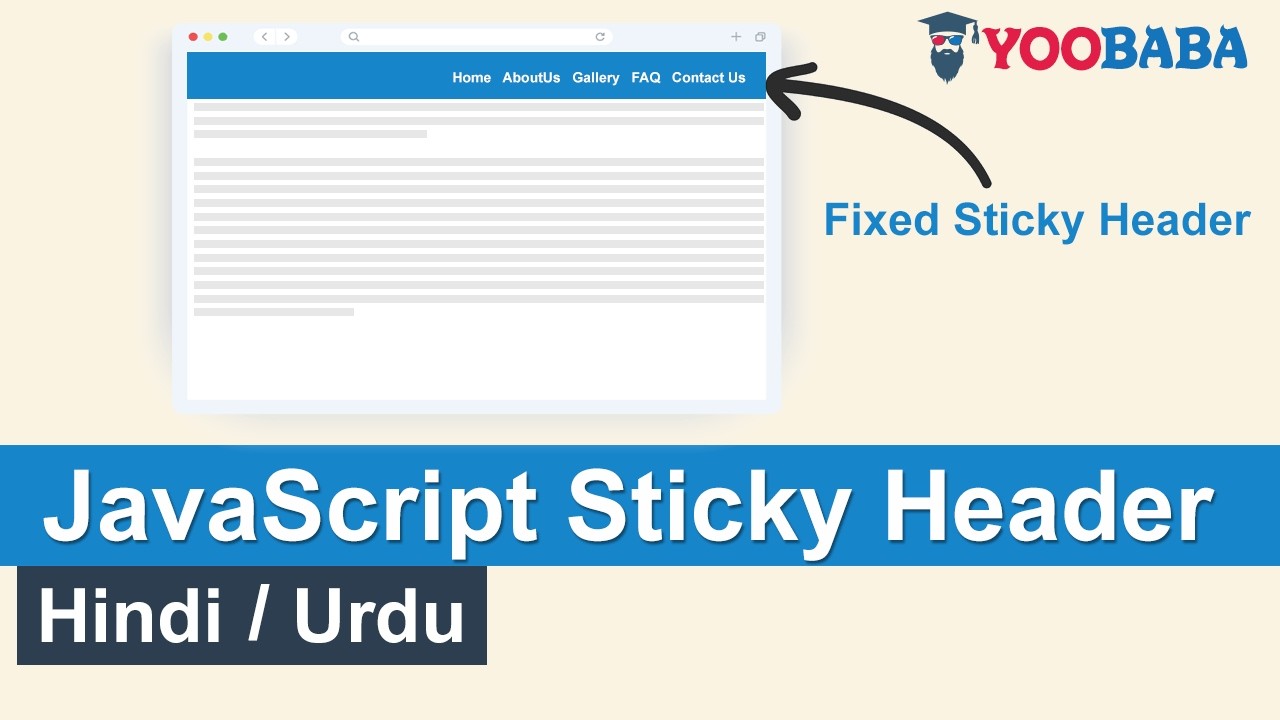 JavaScript Sticky Header Tutorial in Hindi / Urdu