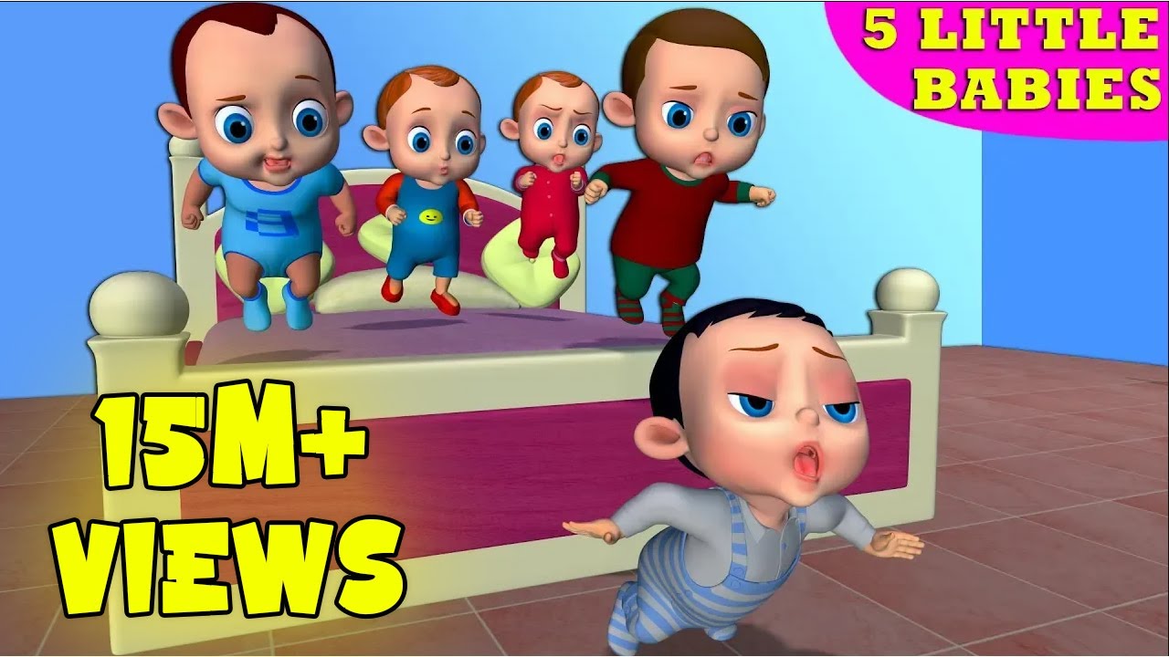 Five Little Babies Jumping On The Bed |Nursery Rhymes For Babies & Kids Songs |Emmie Songs BabyToonz