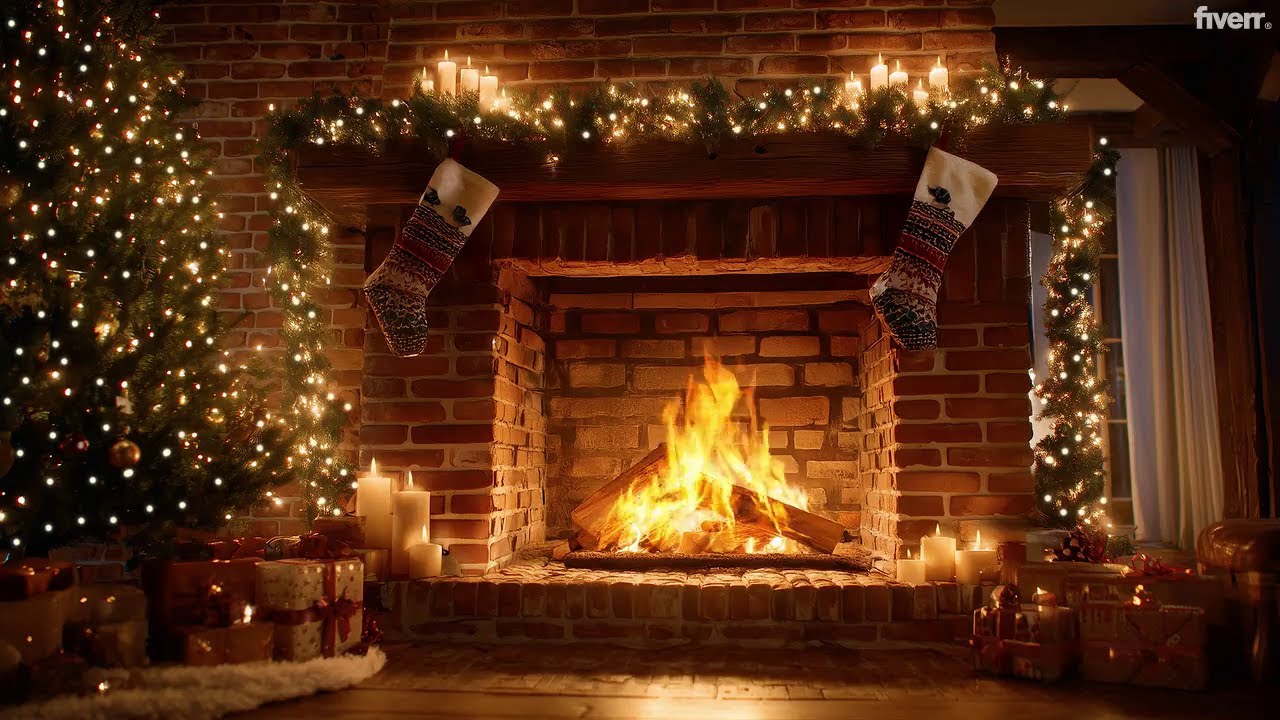 🎄 Cozy Fireplace 🔥 24/7 Live | Crackling Fire Sounds for Sleep, Relax & Holiday Ambience