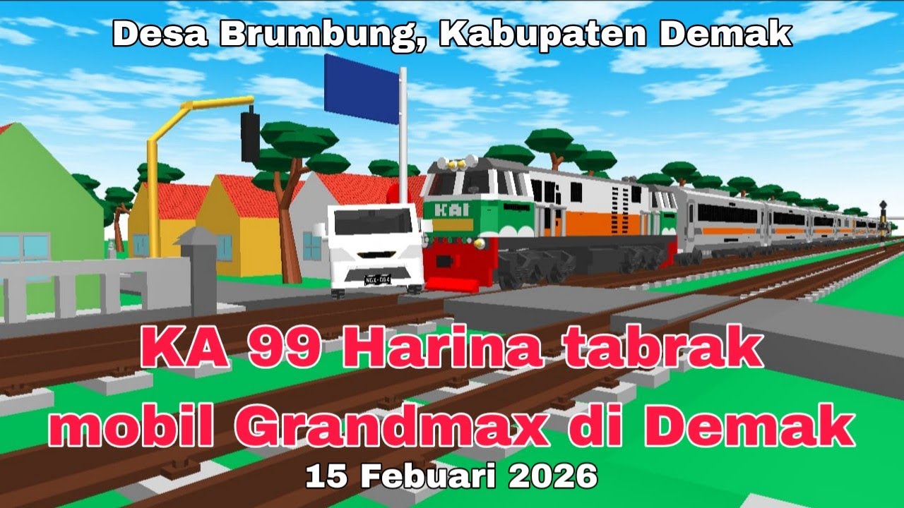Ka Harina tabrak mobil Grandmax di Demak,mobil sampai ringsek parah!!