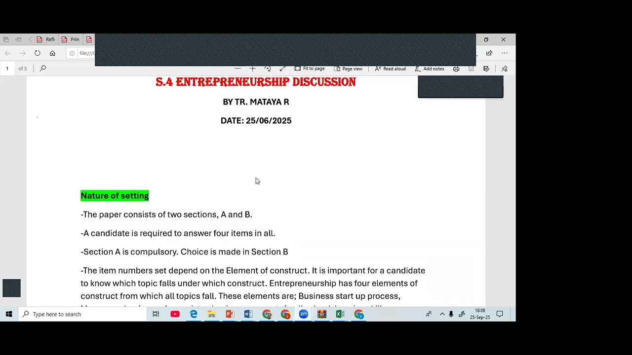 S.6 ENTREPRENEURSHIP FACILITATION |QUESTION INTERPRETATION || TIPS OF EXECELLING IN ENTREPRENEURSHIP