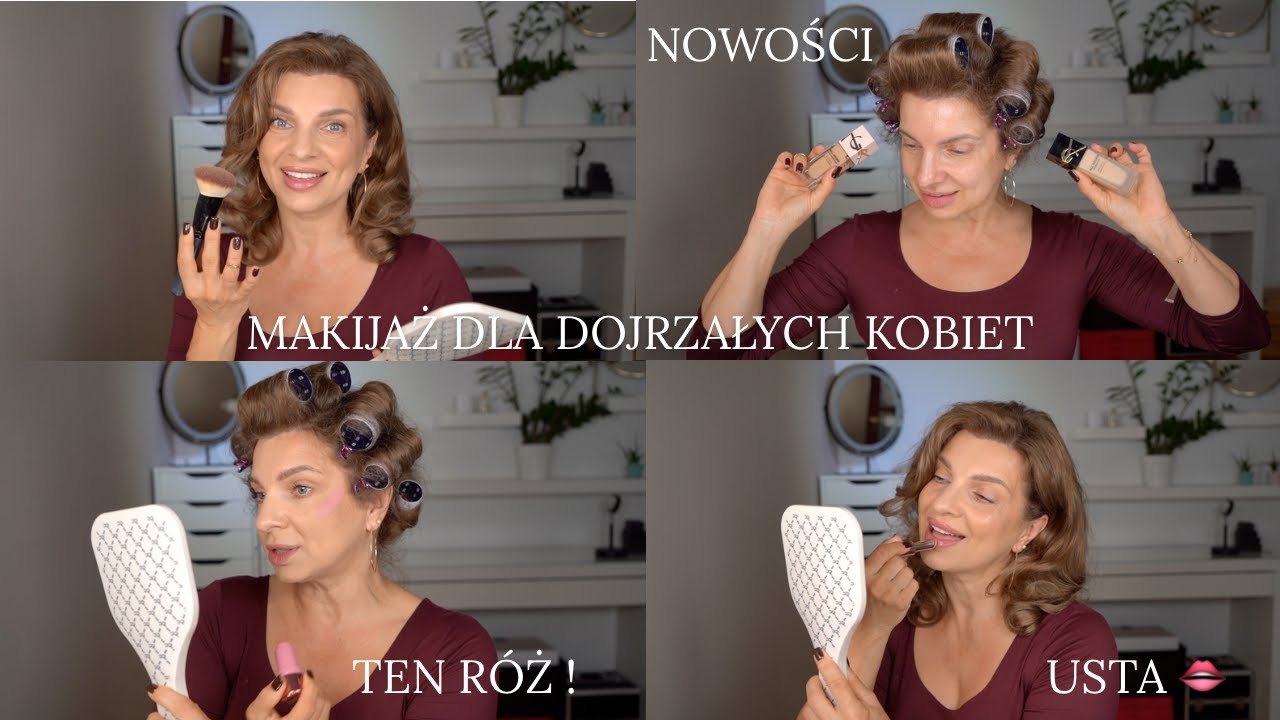 Makijaż dla dojrzalych kobiet   NOWOŚCI  rewelacyjny roż, super usta i inne PEREŁKI * włosy na wałki