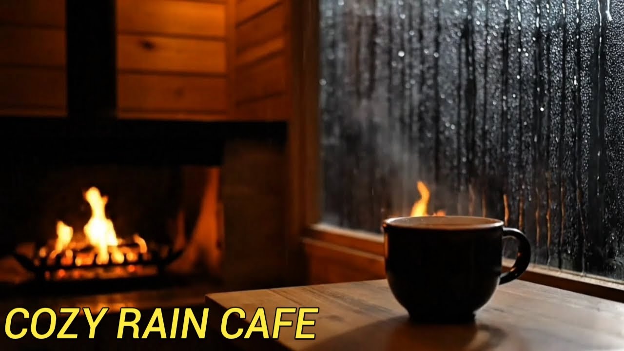 Cozy Cafe Rain Sounds ☕🔥 Fireplace Ambience for Sleep, Study & Relaxation