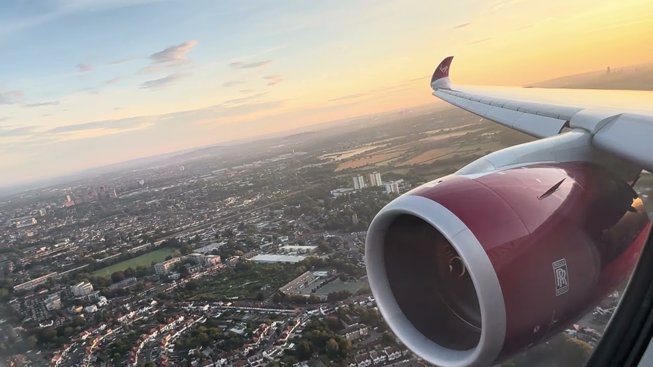 Virgin Atlantic Airbus A350-100 approach and landing into London Heathrow 