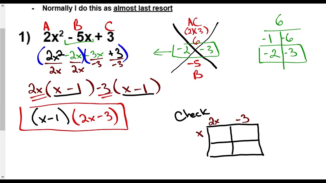 Alg   Lesson 9-3 AC Grouping Method