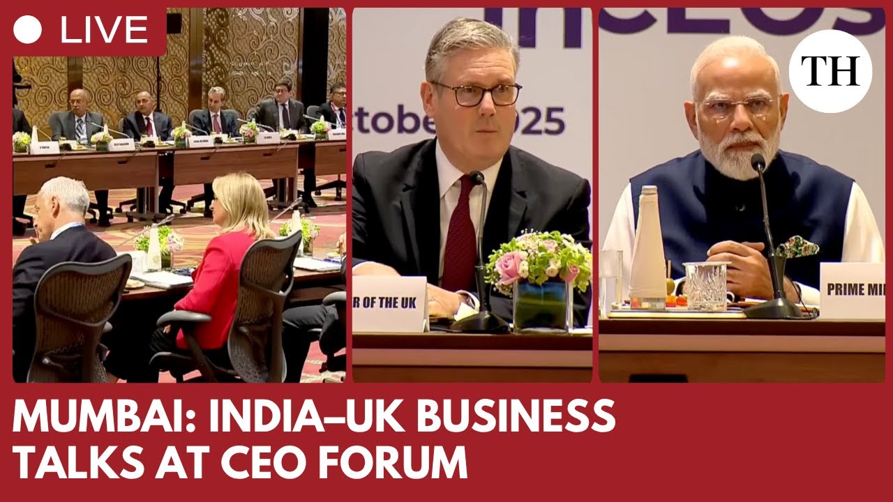 PM Modi and UK PM Keir Starmer participate in India-UK CEO Forum at Jio World Centre, Mumbai