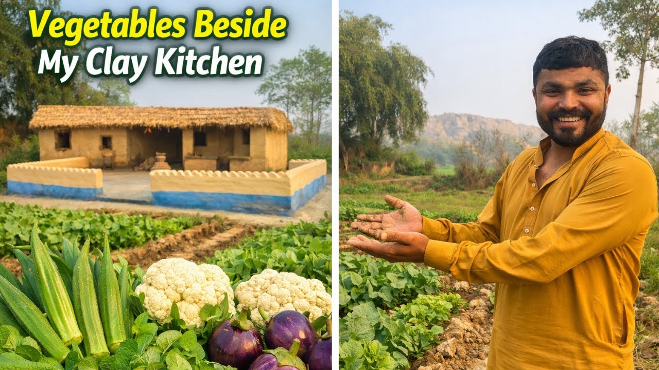 The “Growing Fresh Vegetables Beside My Clay Kitchen | Organic Desi Kitchen Garden Tour”