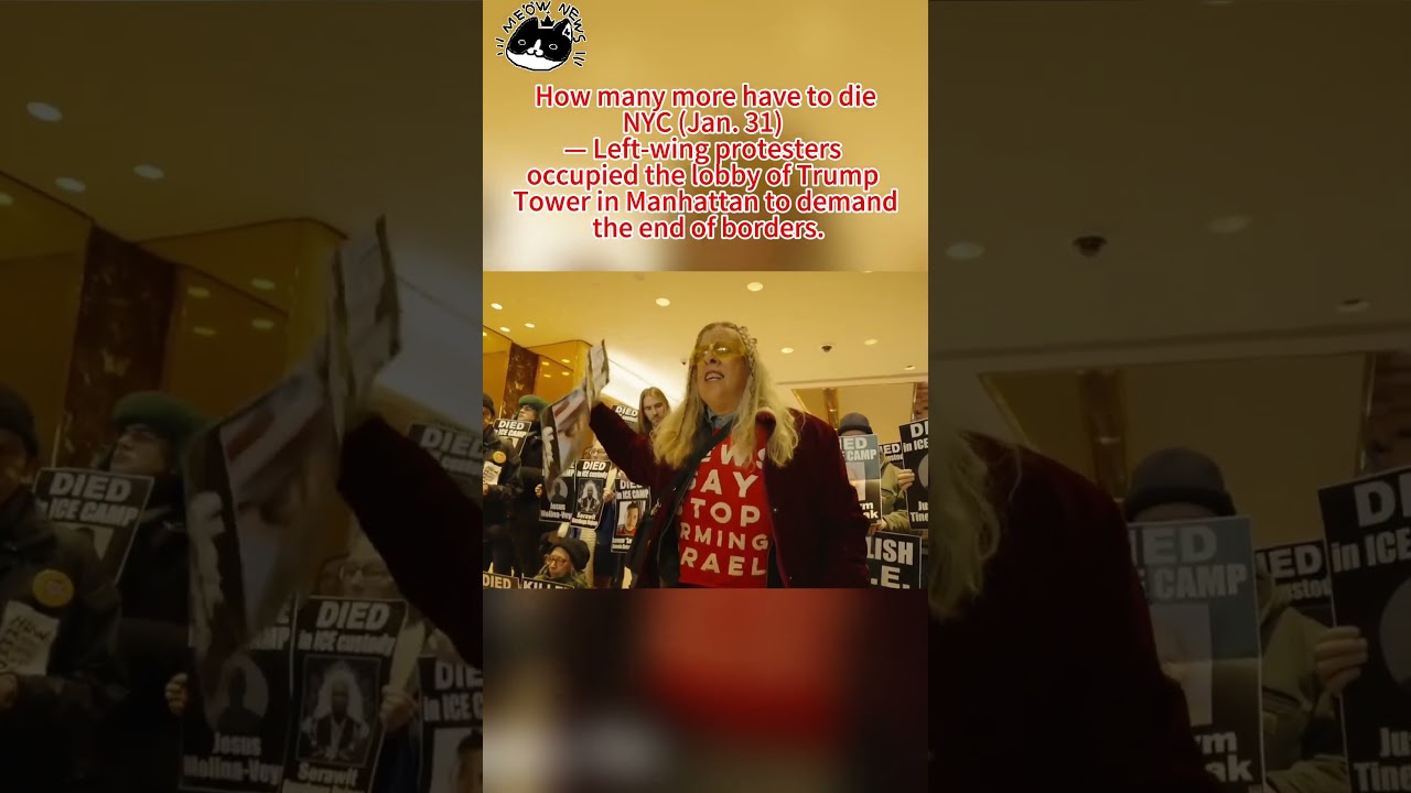 Left-wing protesters occupied the lobby of Trump Tower in Manhattan to demand the end of borders.