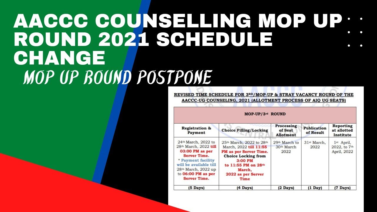 aaccc counselling 2021!!aaccc mop up round schedule 2021!! aaccc mop up round 2021 new schedule!!