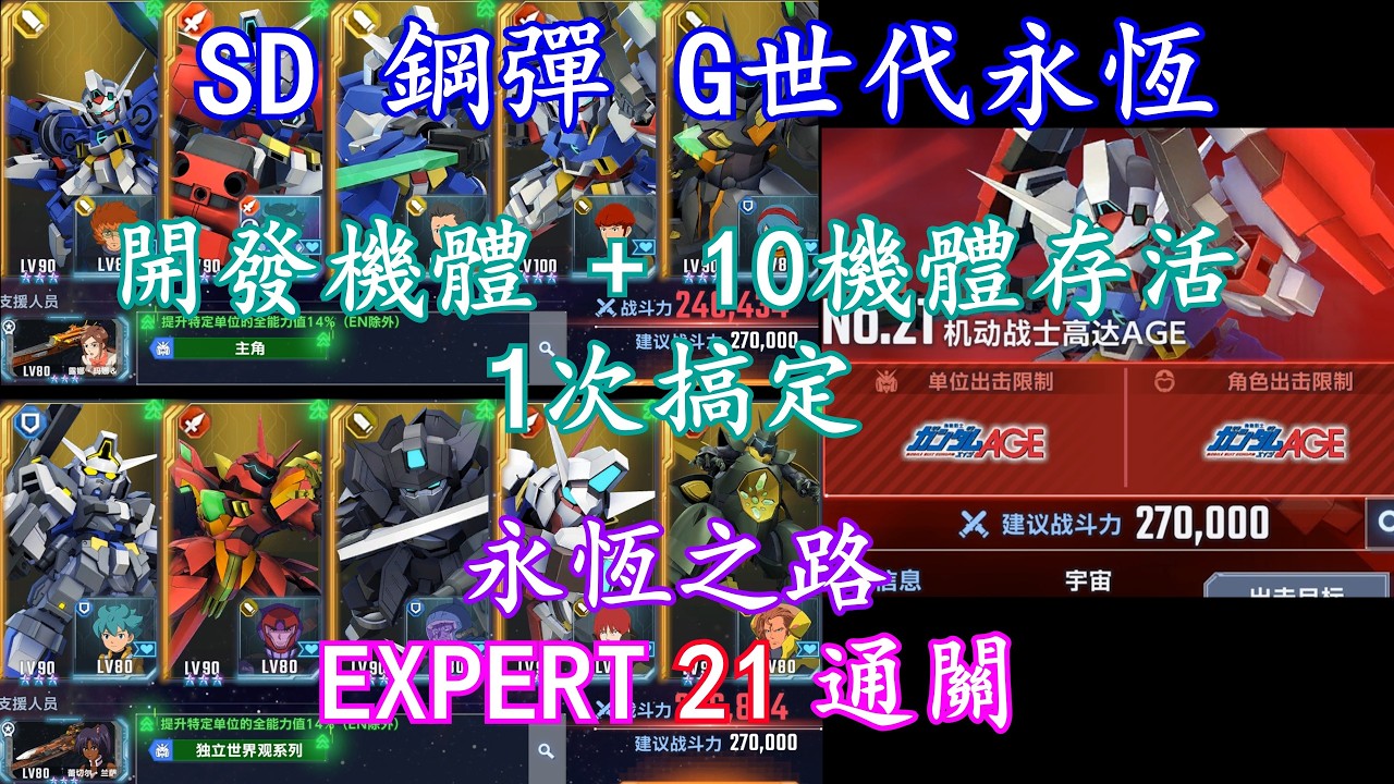 【SD 鋼彈 G世代永恆】- 【永恆之路 - EXPERT 21】 - 開發機體 + 10體存活  +  通關 沒解釋版 | 1 SP化 | 1 UR駕駛員