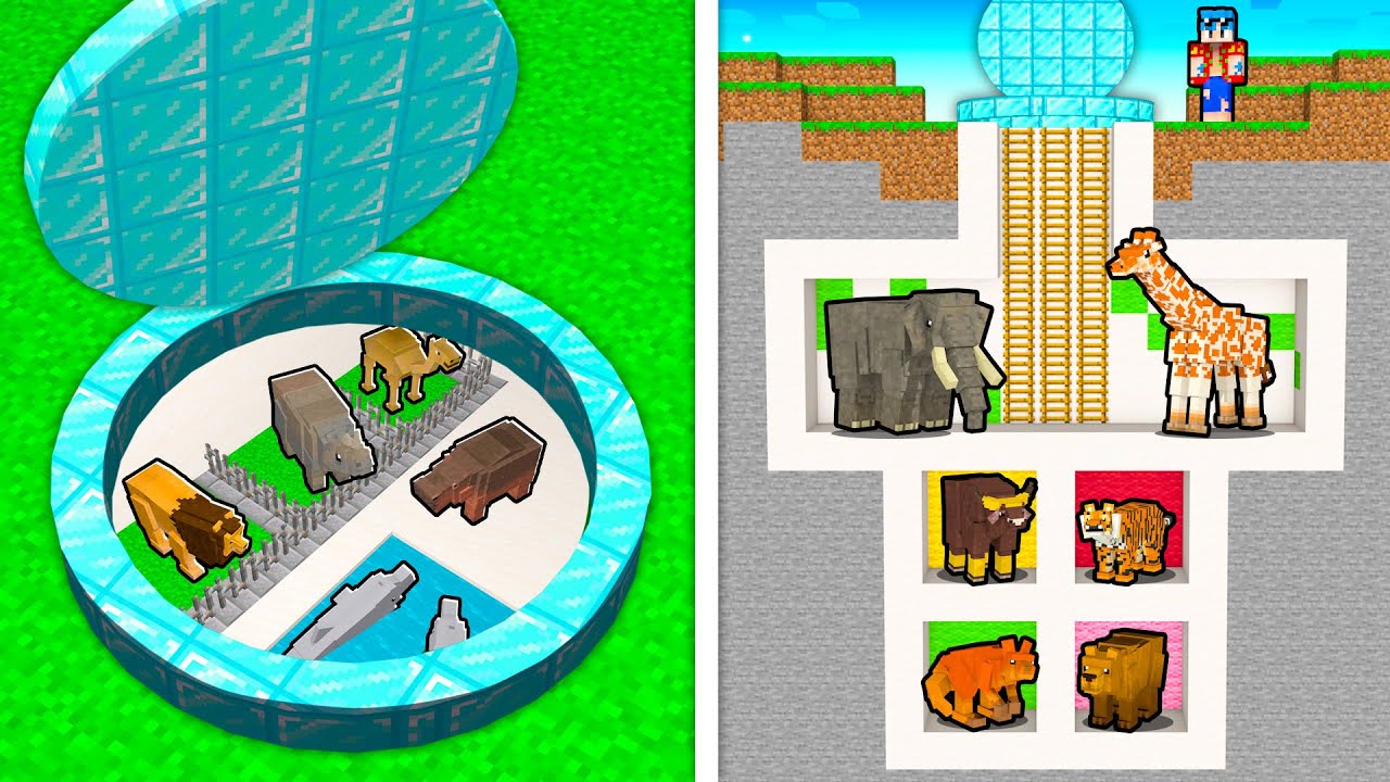 ESCONDITE en BASE SECRETA de ANIMALES en MINECRAFT 🐷😂 ZOO de Los COMPAS