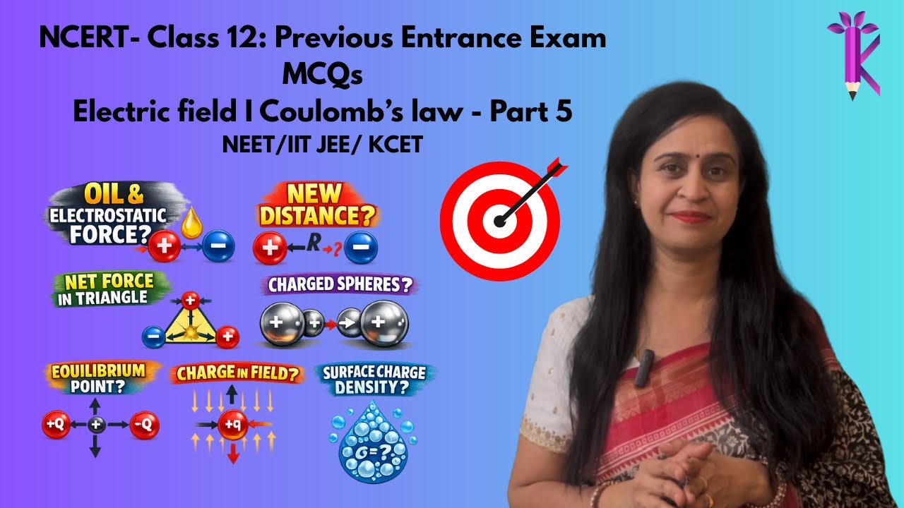 NEET Electrostatics Numericals | Dielectric Medium, Force, Equilibrium & Surface Charge Density