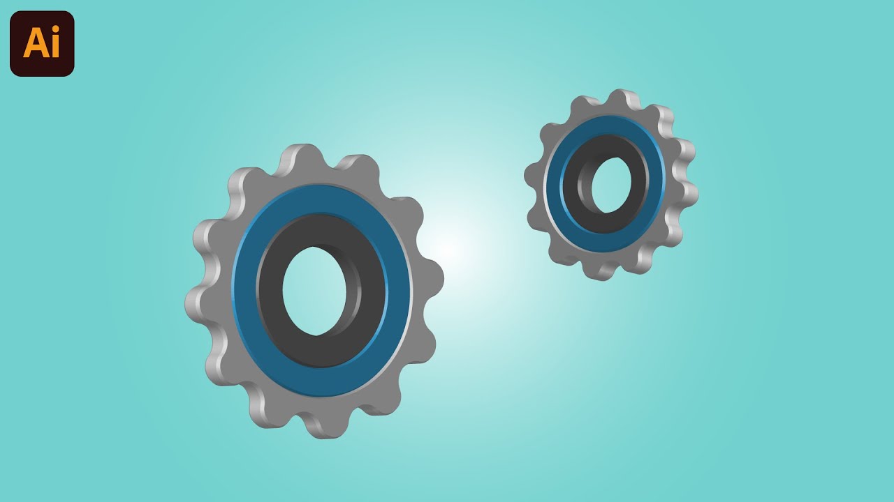 3D GEAR icon design in Adobe Illustrator | Logo tutorial | Jammu Graphics