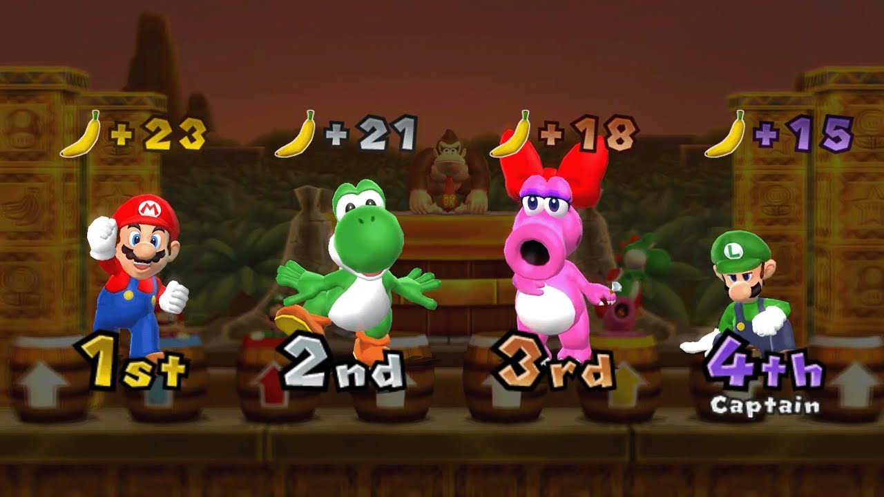 Mario Party 9 - Mario vs Luigi vs Yoshi vs Birdo - DK's Jungle Ruins