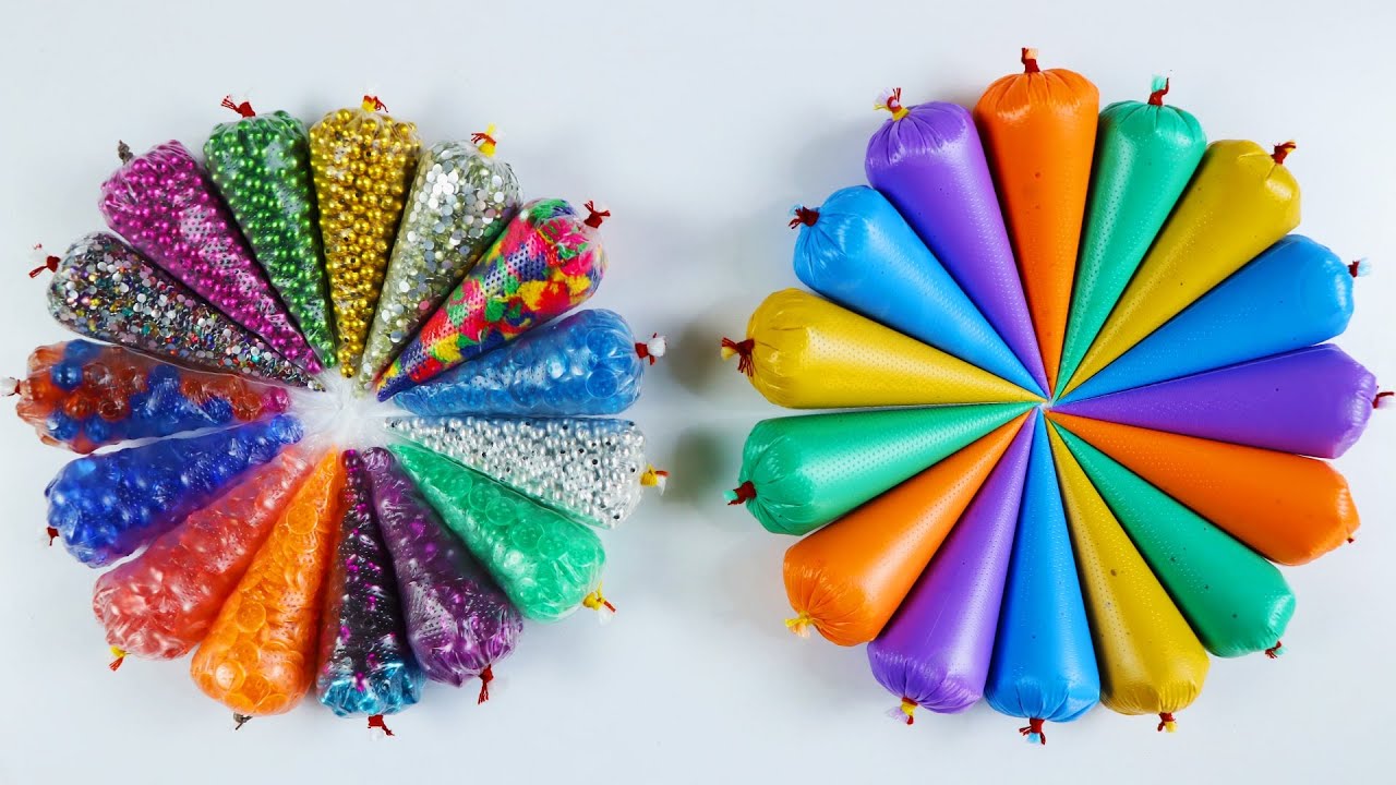 MAKING CRUNCHY SLIME WITH FUNNY PIPING BAGS ! SATISFYING SLIME ASMR VIDEOS #63