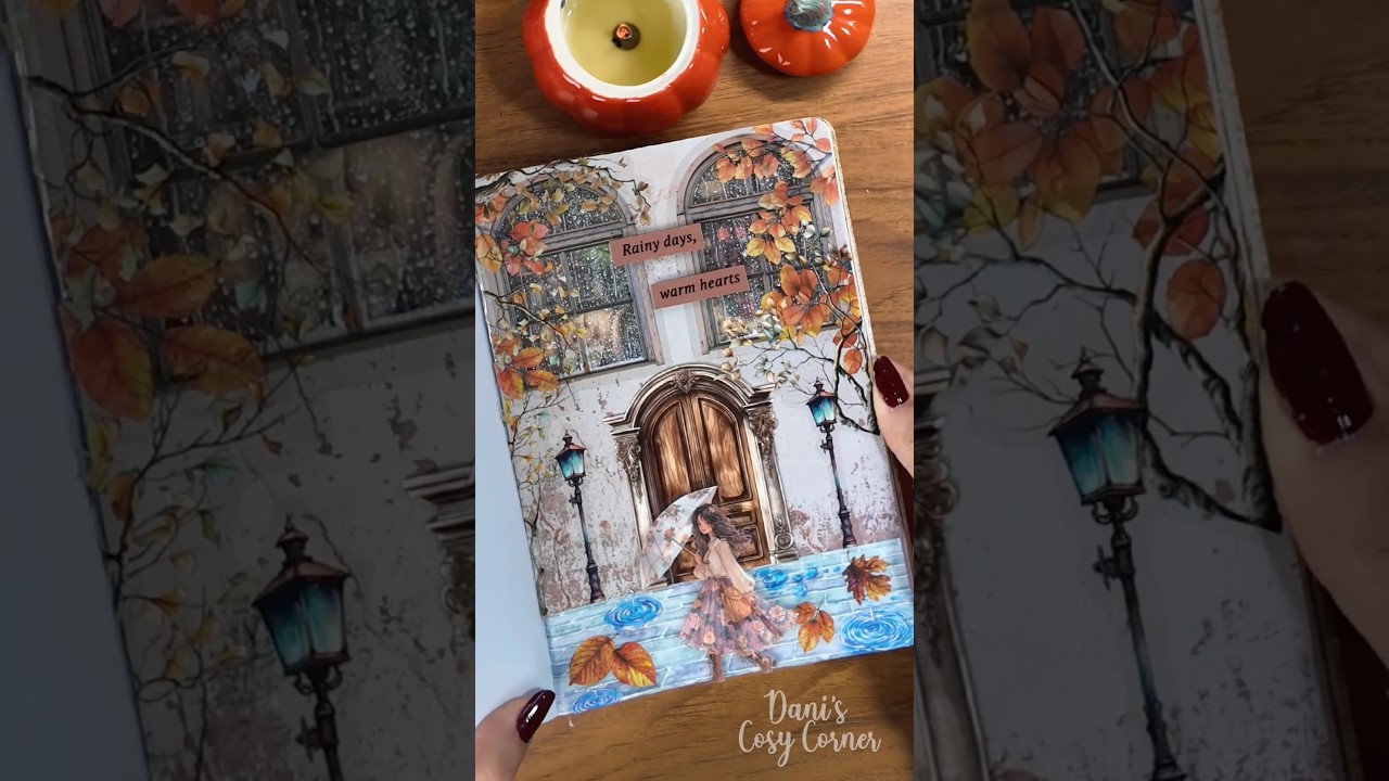 ASMR Scrapbook | Rainy days, warm hearts ☔#asmr #scrapbooking #rain #relaxing #autumn #hobby