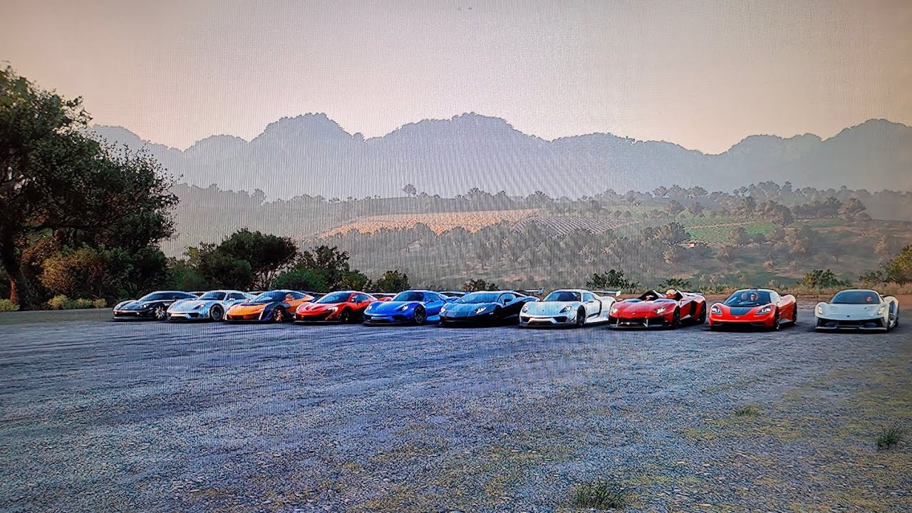 FH5 drag race GMA T.50 Vs Evija vs Aventador J vs 918 vs Aventador SV 918 P1 Sabre 918 Vs CCX