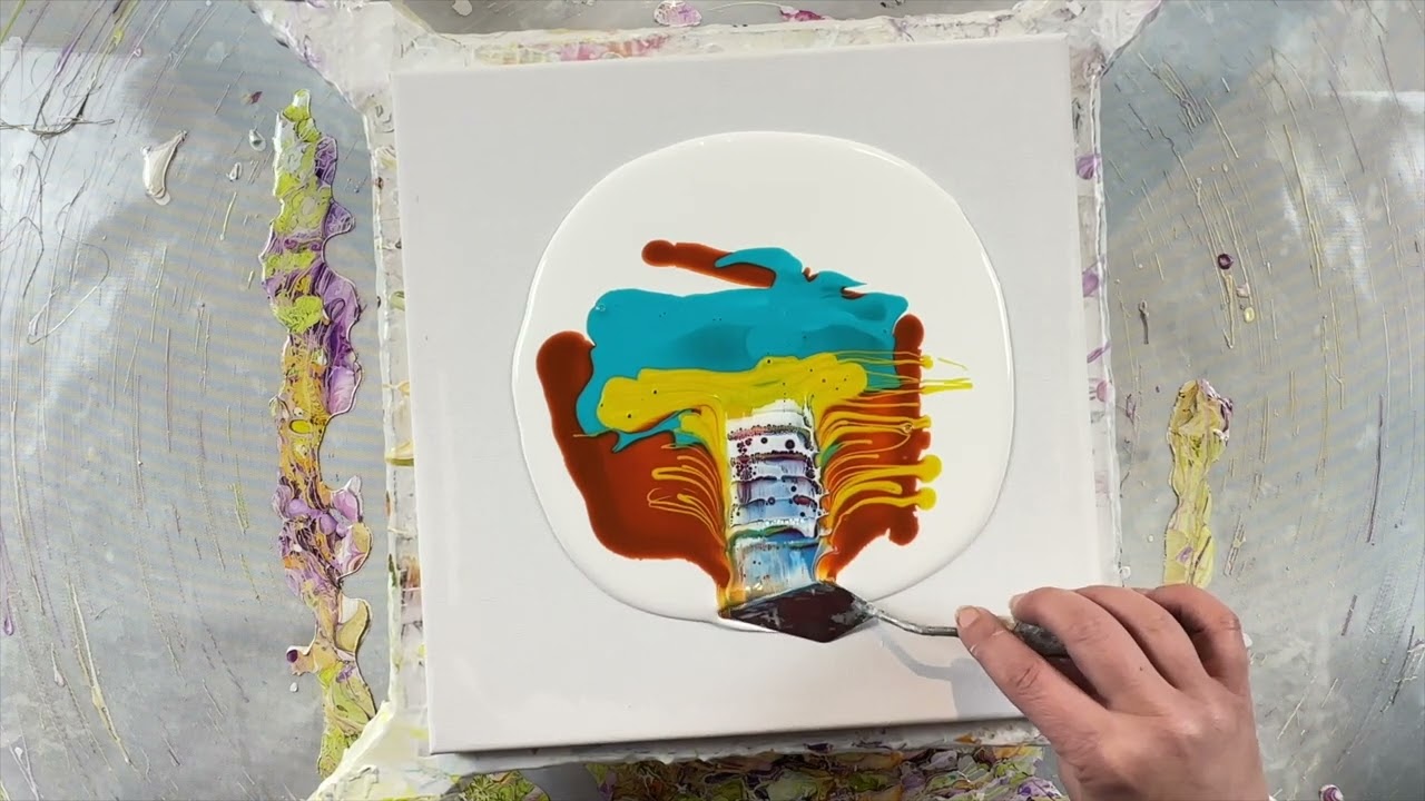 Monday quickie  - geometrical bloom - bring more intention to your acrylic pouring scoop and drag
