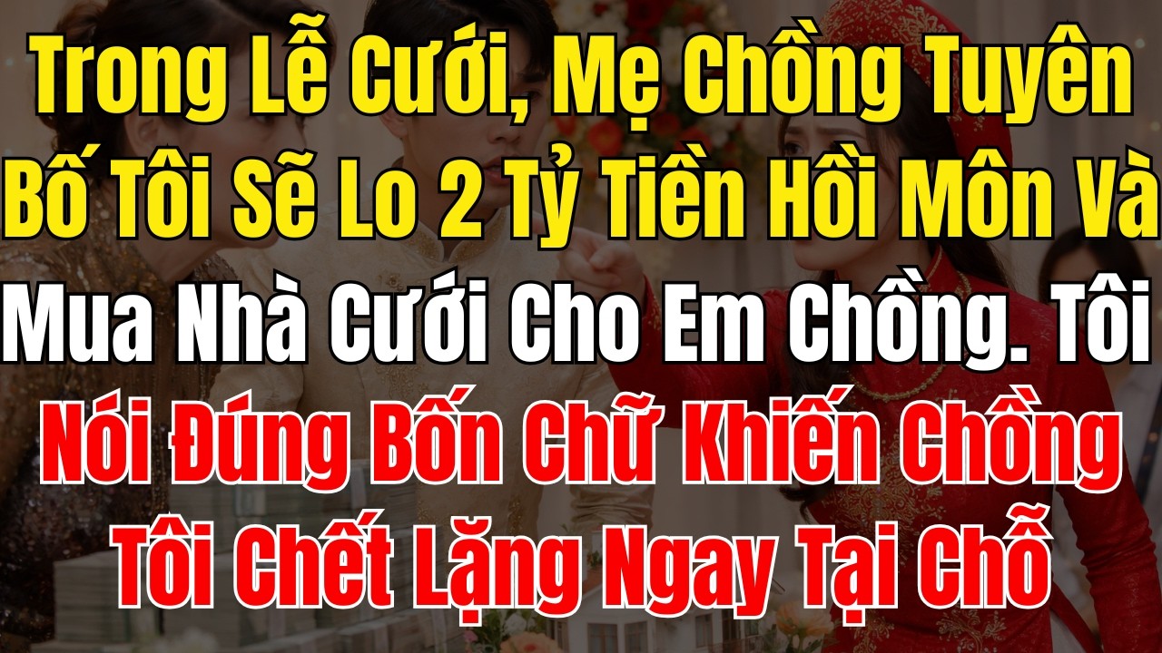 Trong Lễ Cưới, Mẹ Chồng Tuyên Bố Tôi Sẽ Lo 2 Tỷ Tiền Hồi Môn Và Mua Nhà Cưới Cho Em Chồng  Tôi Nói Đ