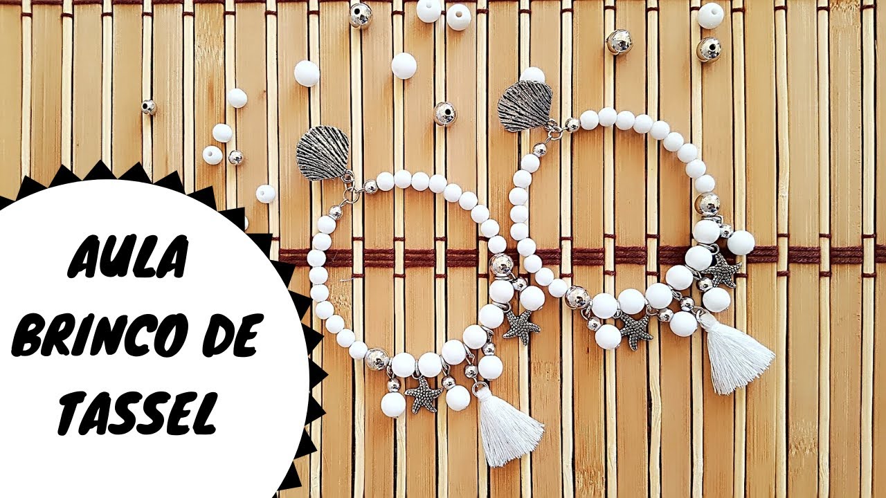 Brinco branco com tassel - Passo a passo brinco de miçanga