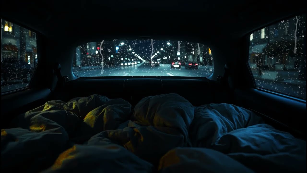 2 Hours ASMR Sleeping in the Car 🚗 Rain Sounds for Sleep & Thunderstorm Night
