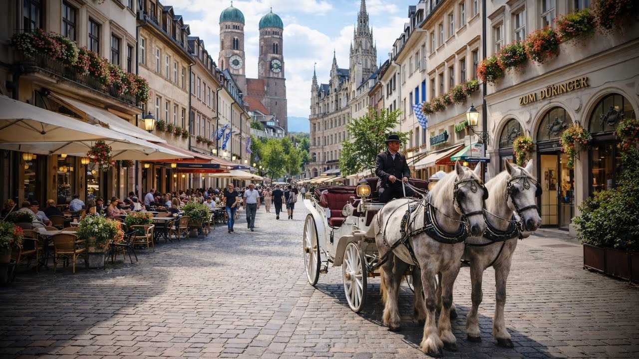 Весна в Мюнхене, Германия🇩🇪 Апрель 2025 Прогулка🌸&ndash; Цветы, Еда 🍣и Сезон Спаржи 4K