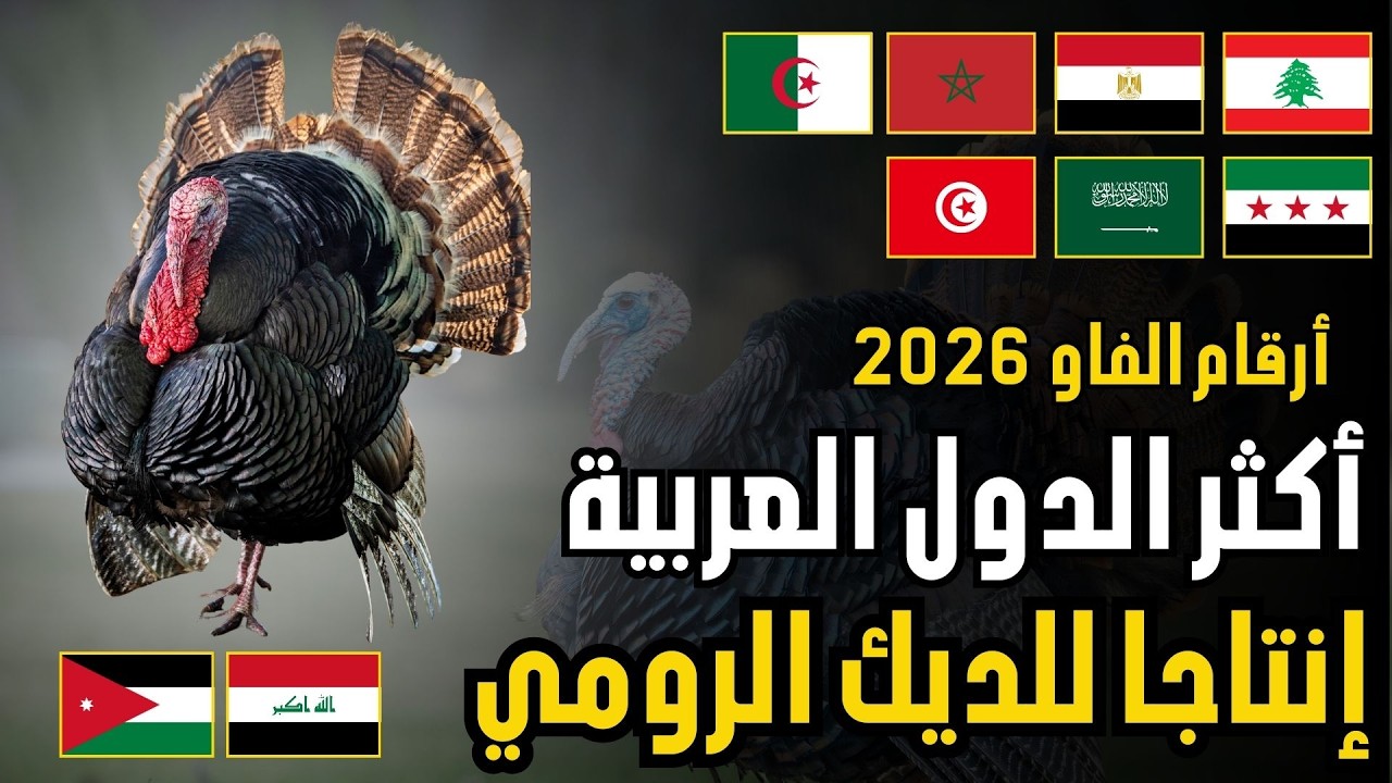 🦃 من يتصدر إنتاج الديك الرومي عربيًا؟ | ترتيب الدول العربية حسب الإنتاج (FAO 2026)