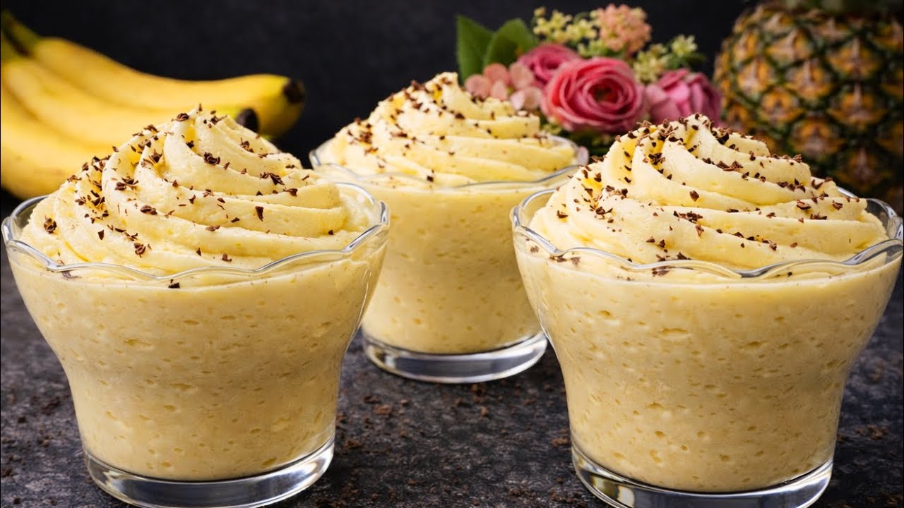 🍍🍌Mischen Ananas und Banane! Ein italienisches Dessert in 5 Minuten! Ohne Backen! Ohne Gelatine!