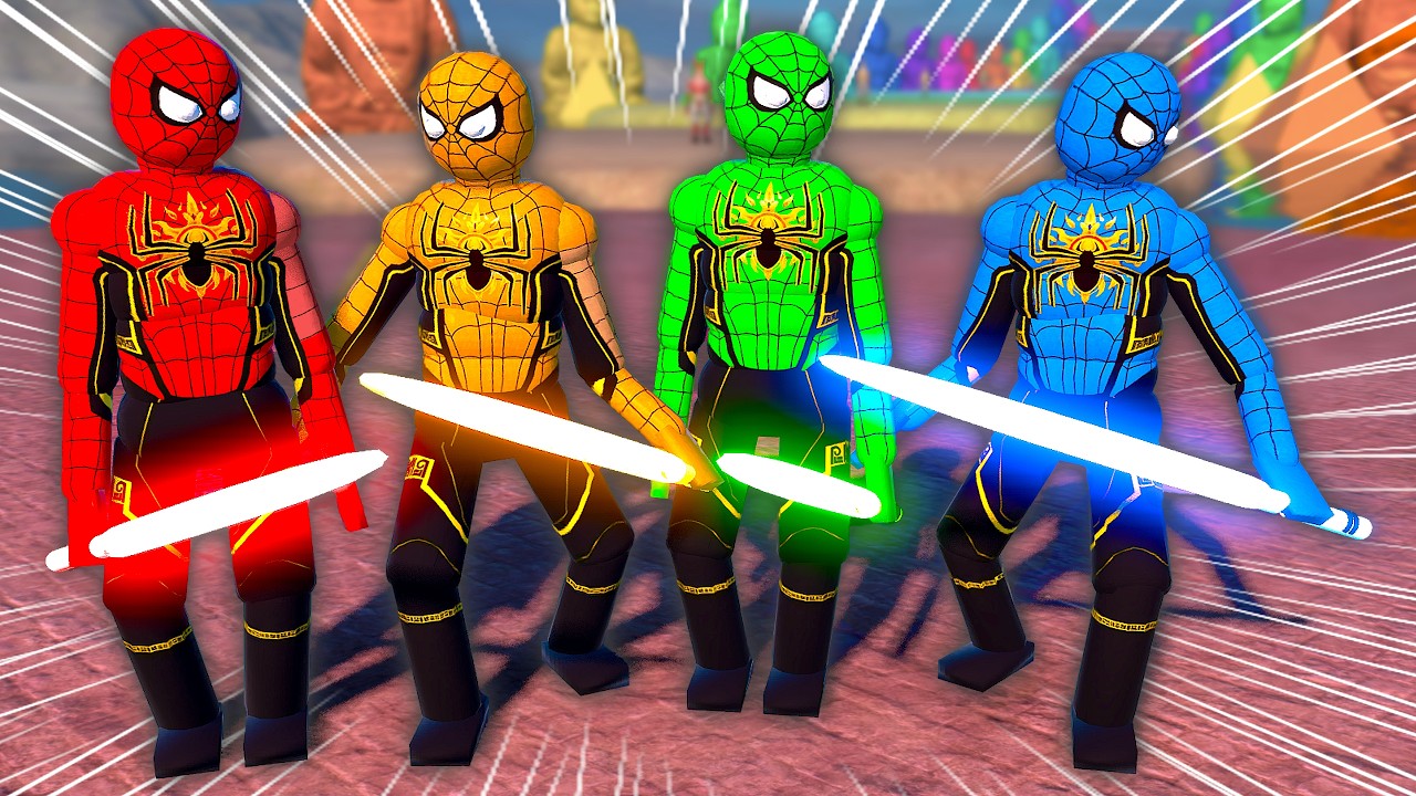 SPIDER-MAN против NPC &mdash; эпичный геймплей битвы на световых мечах!