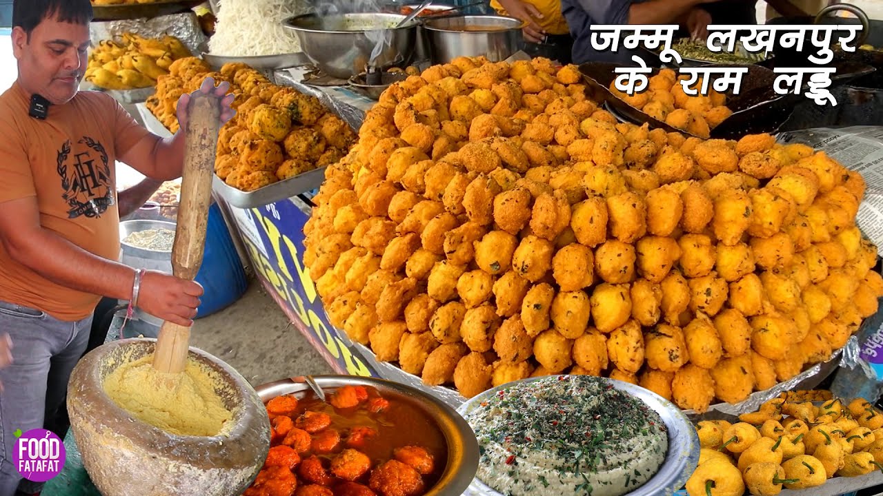 Amazing Street Food in Lakhanpur Jammu Border | Famous Daal Laddu Green Chilly Pakoda Dahi Bhalle