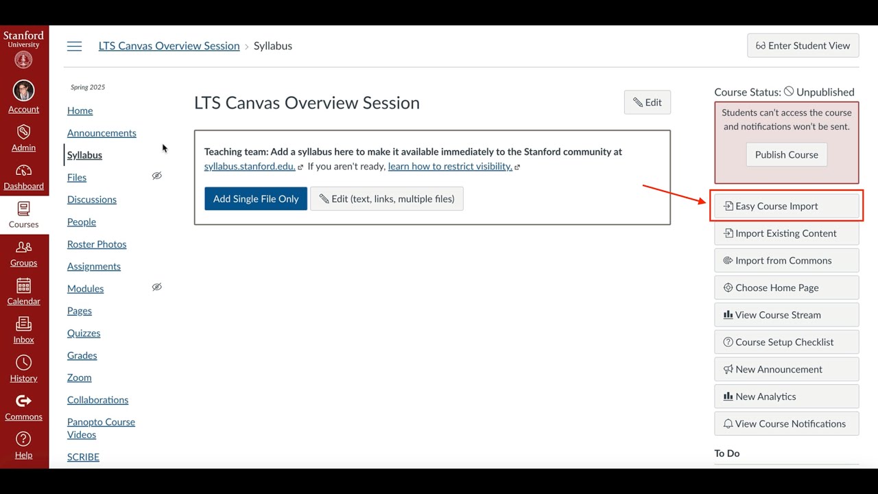 Canvas Easy Course Import