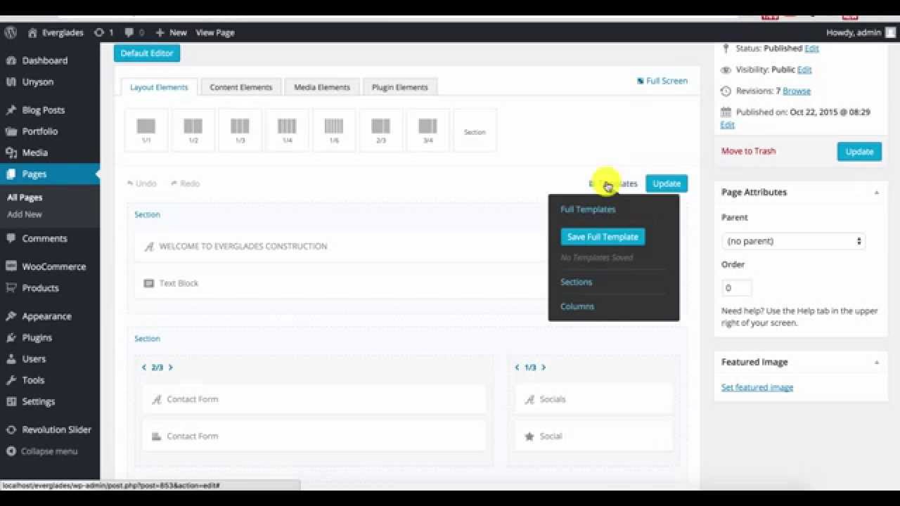 WordPress - Everglades - Create Custom Template With Page Builder