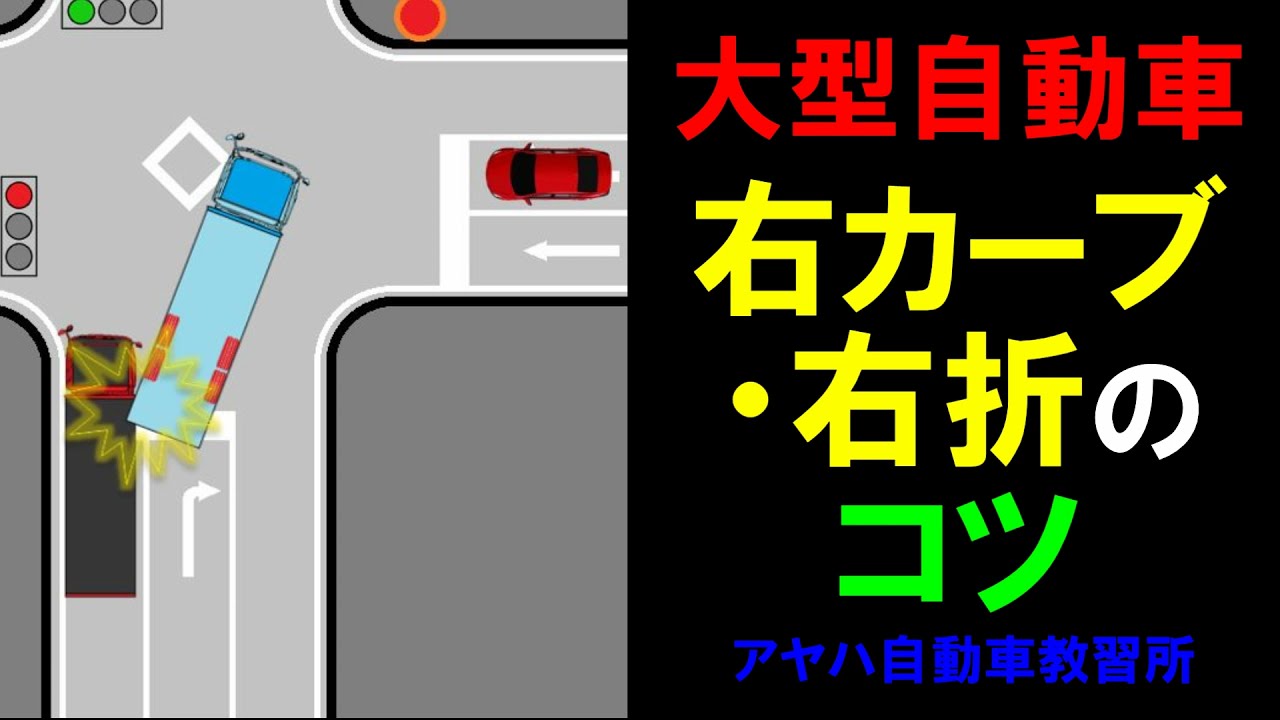 【大型自動車】右折・右カーブのコツ　―アヤハ自動車教習所―