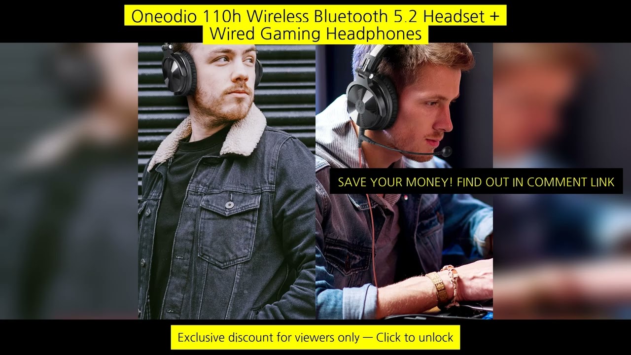 Oneodio 110H Wireless Bluetooth 5.2 Headset + Wired Gaming Headphones 2 In 1