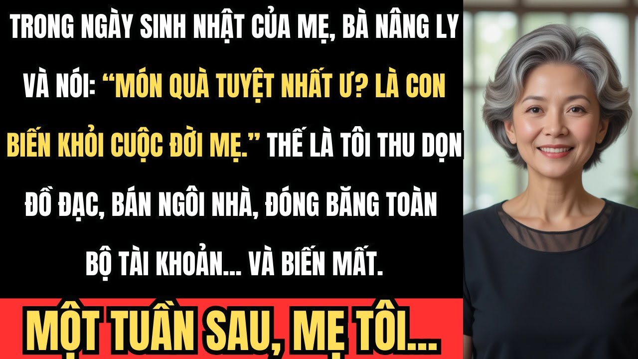 Trong ngày sinh nhật của mẹ, bà nói món quà tuyệt nhất là tôi biến khỏi cuộc đời bà.