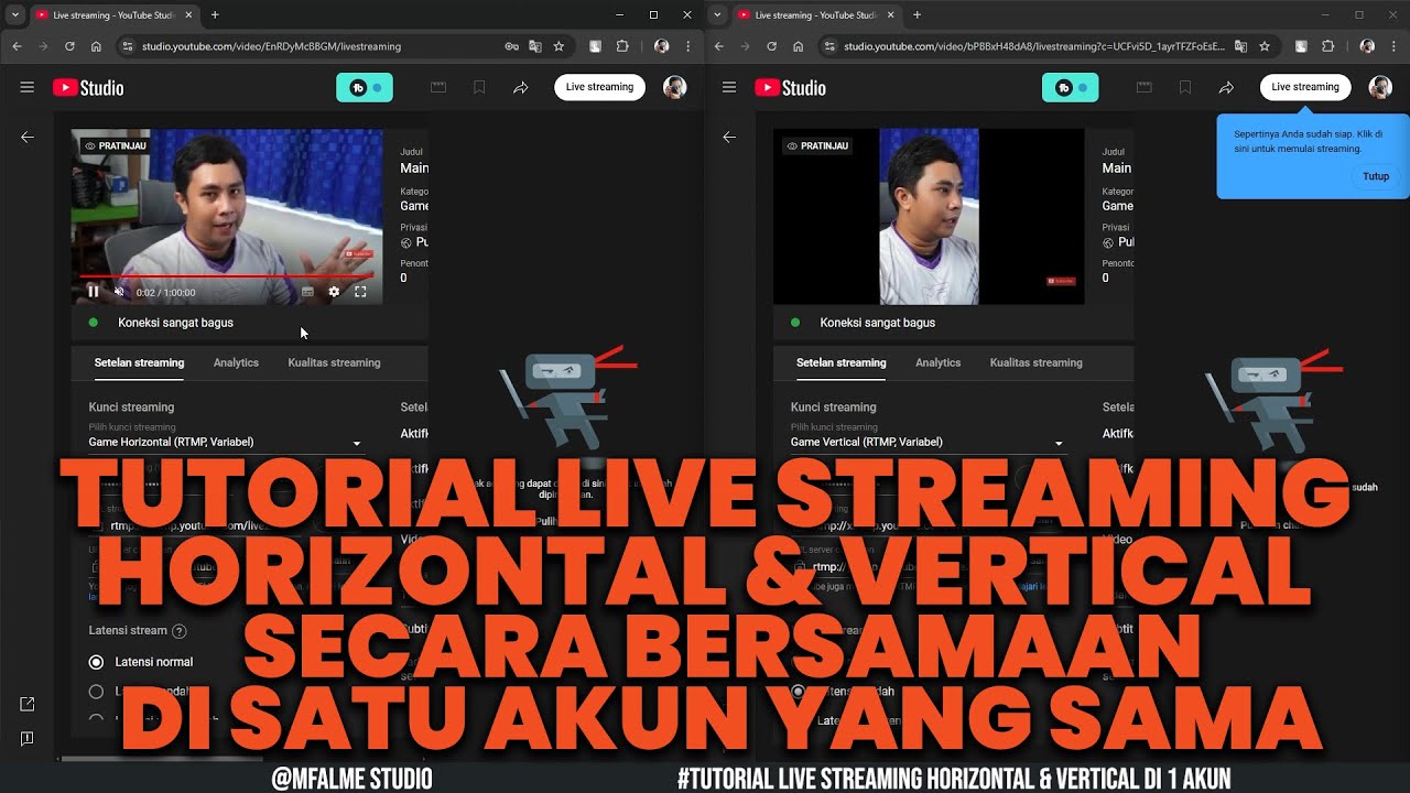 Tutorial Live Streaming Horizontal & Vertikal secara Bersamaan di Satu Akun Youtube yang Sama